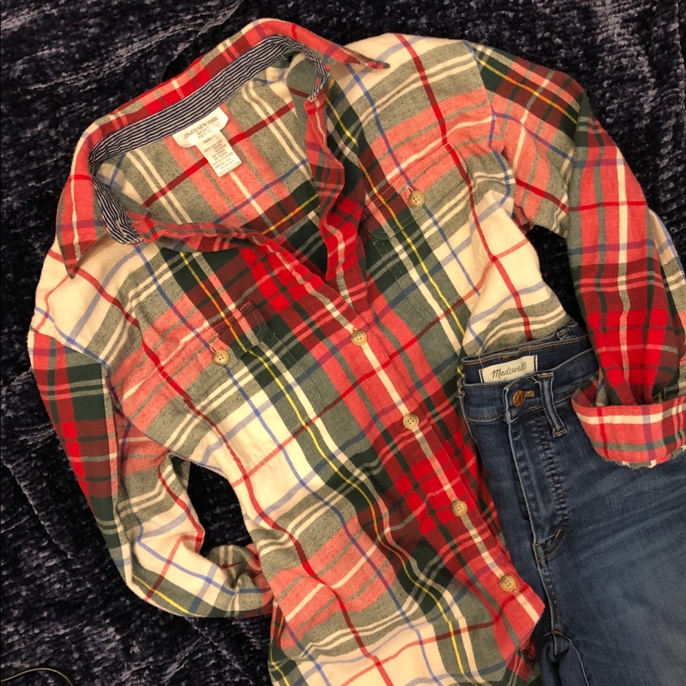 Jones New York Plaid Flannel Button Down